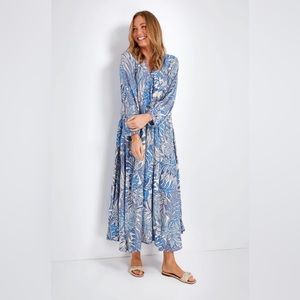 Natalie Martin - Blue Jungle Print Lake Fiore Maxi - Size XS